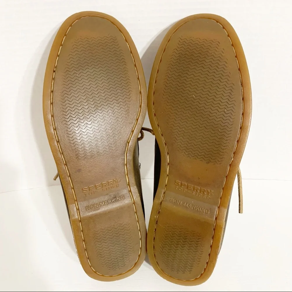 Sperry Classic Topsider Leather 2-Eye Lace Up Leather Laces Boat Shoes Brown 🟫